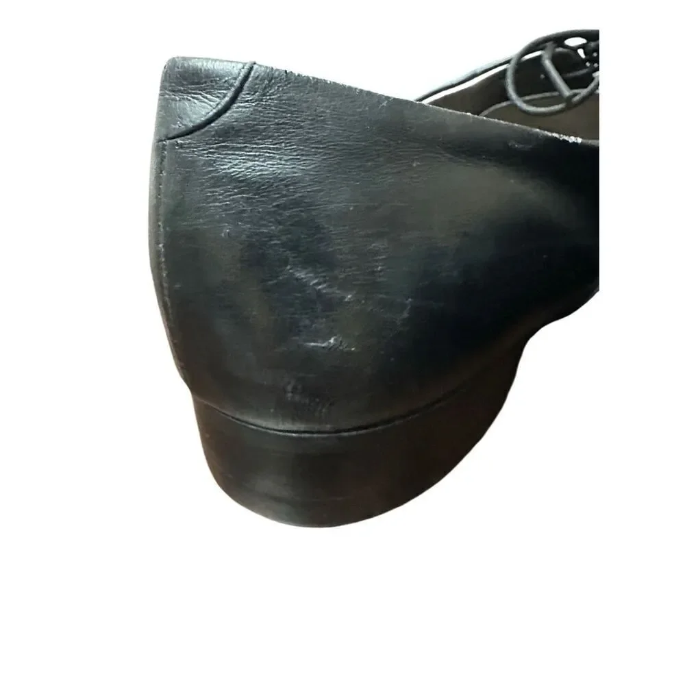Christian DIOR Mens Black Leather Oxford Dress Shoes Made In Italy Size 7- W